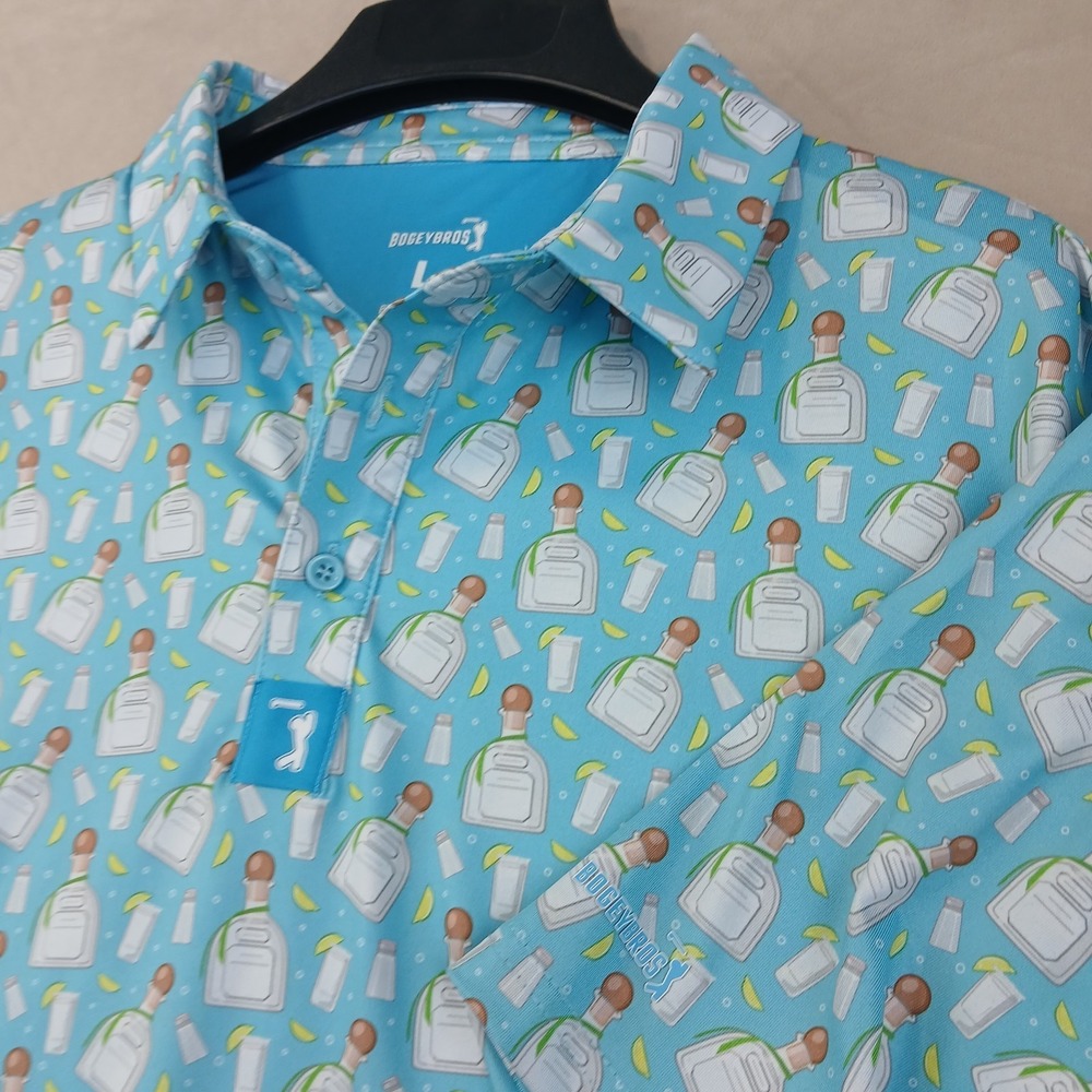 Bogey Bros Large Mens Polo Shirt Golf Tequila 22x28 Stretch Performance
